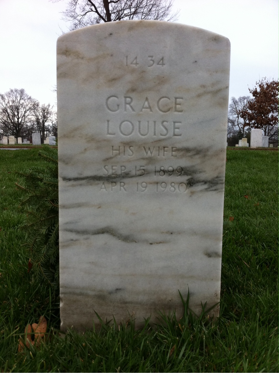 Back of headstone — William W Kirby