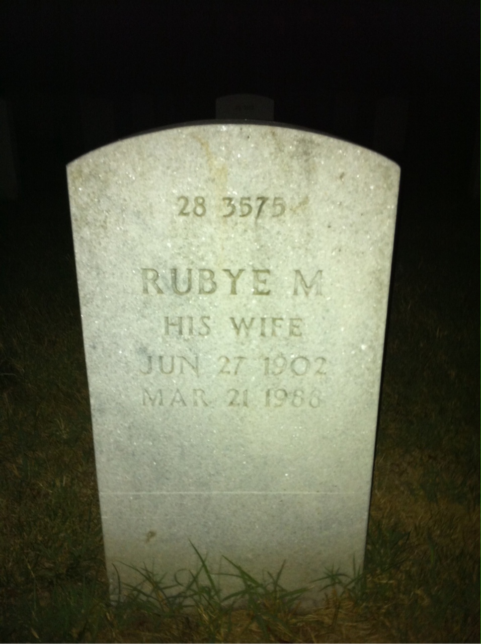 Back of headstone — Elmer Acken