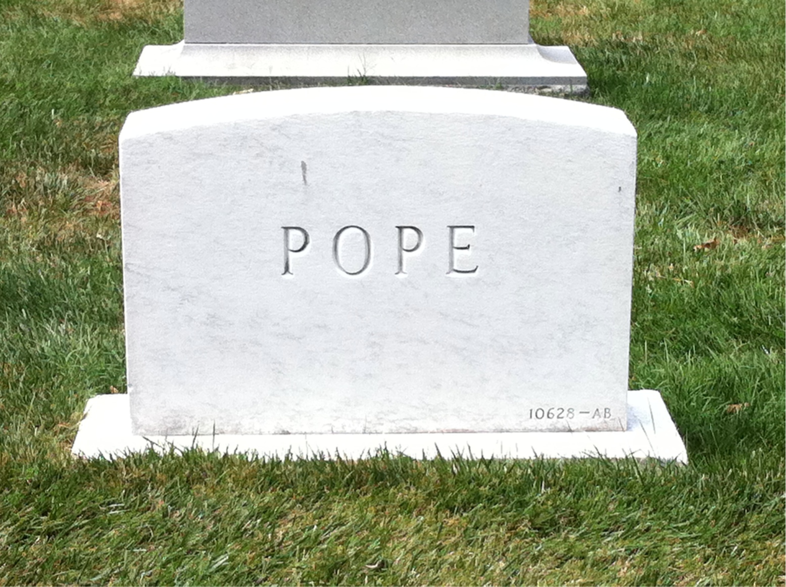 Back of headstone — William R Pope