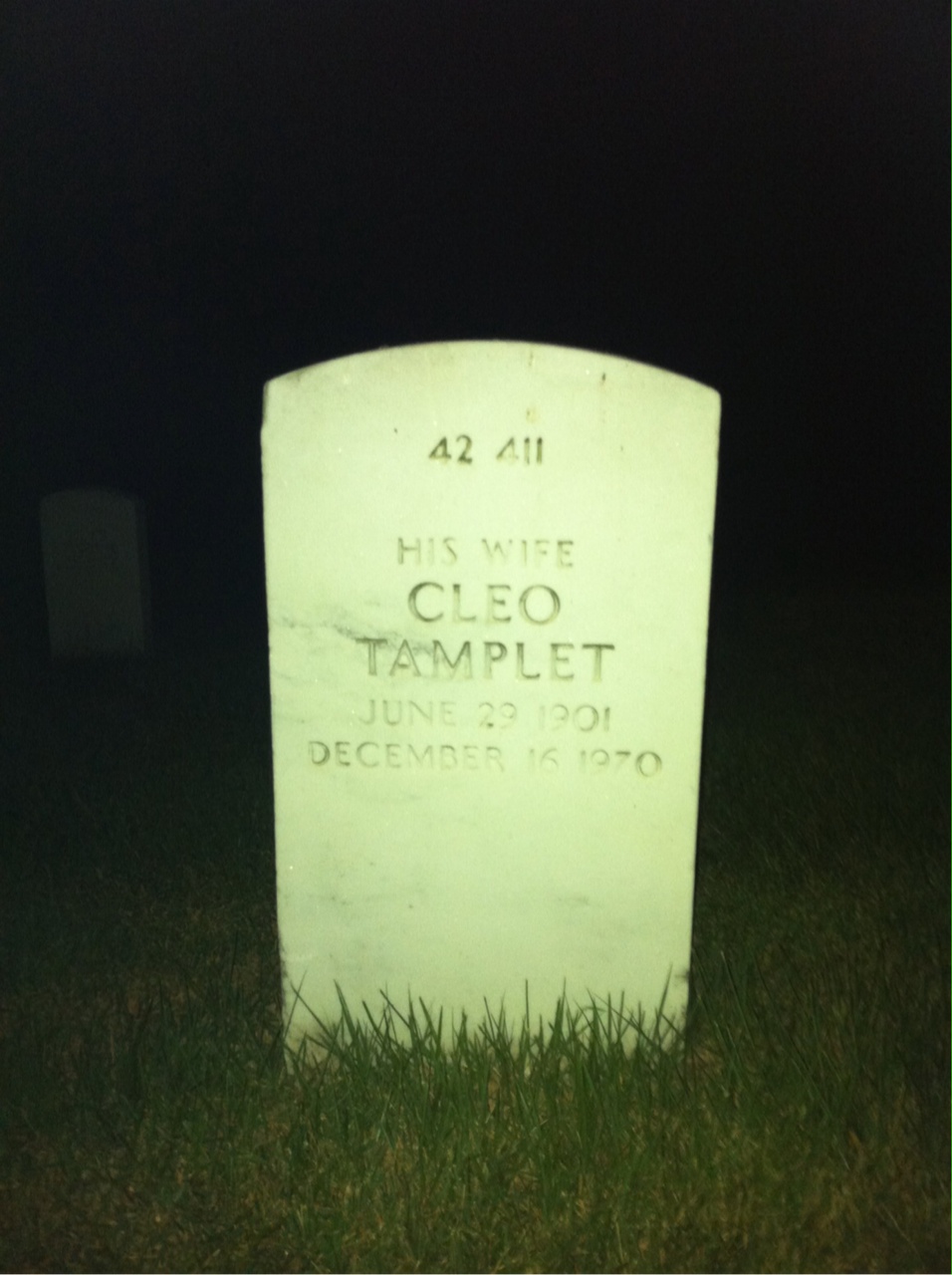 Back of headstone — Cleo Millspaugh