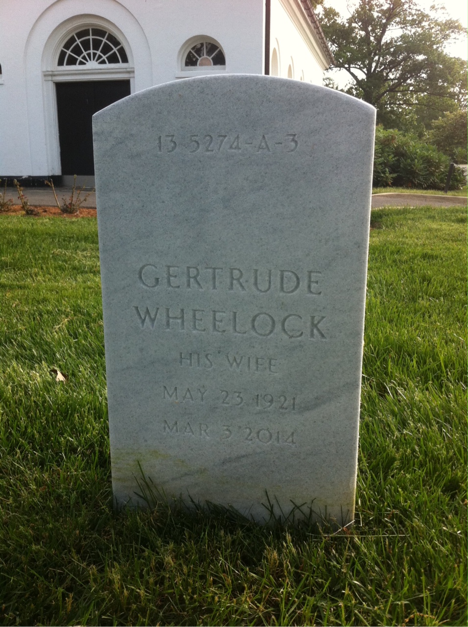 Back of headstone — Harry Arthur