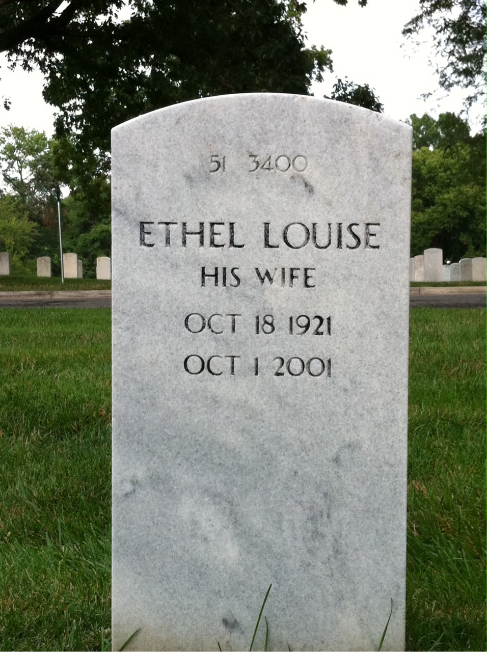 Back of headstone — Ethel Amigh