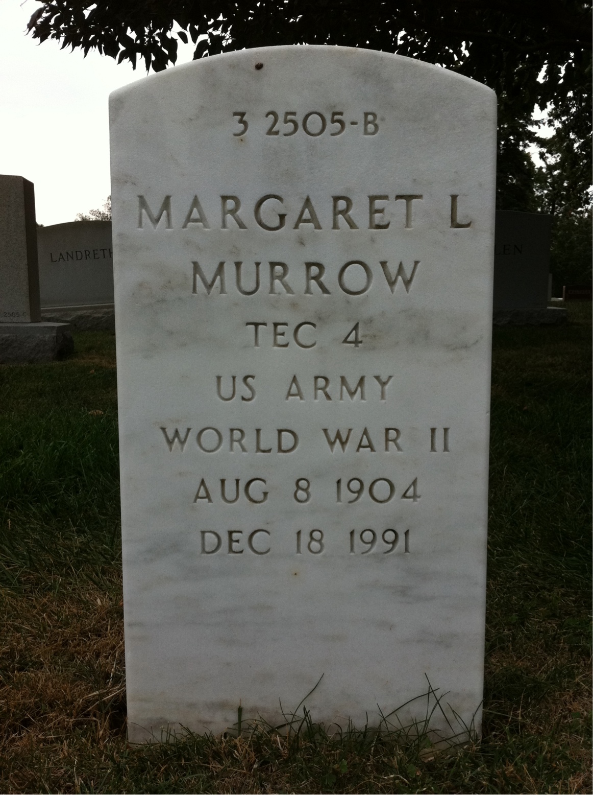 Back of headstone — Lacey Murrow