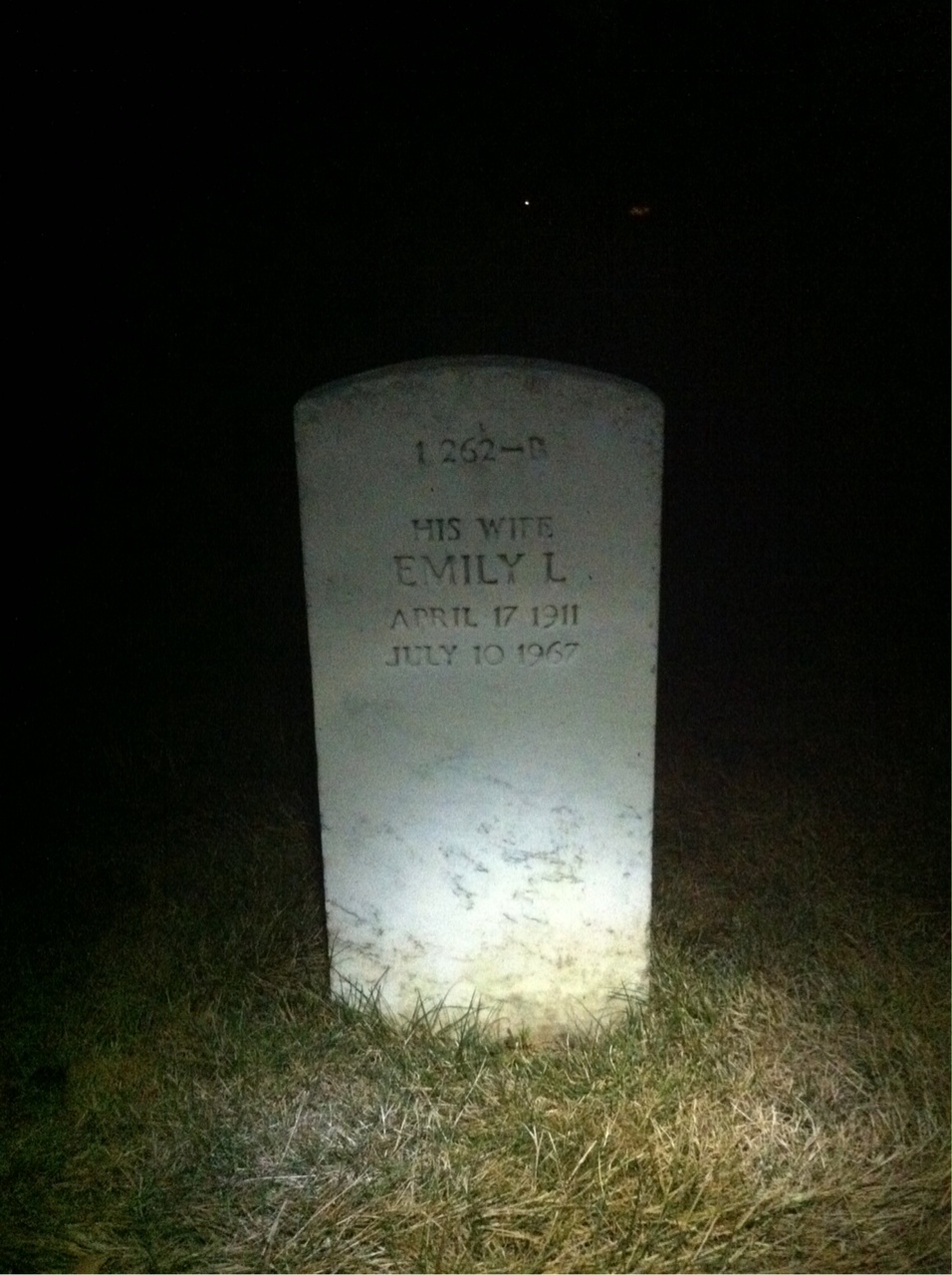 Back of headstone — Emily Boteler