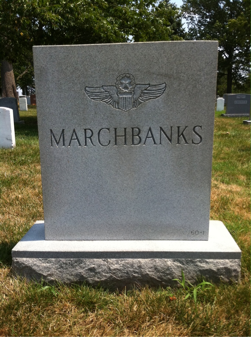 Back of headstone — Tom Marchbanks