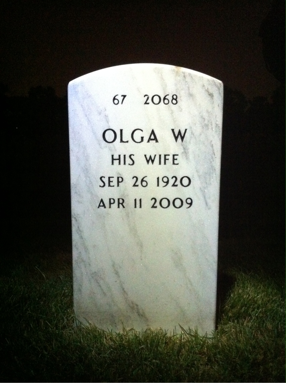 Back of headstone — William Welch