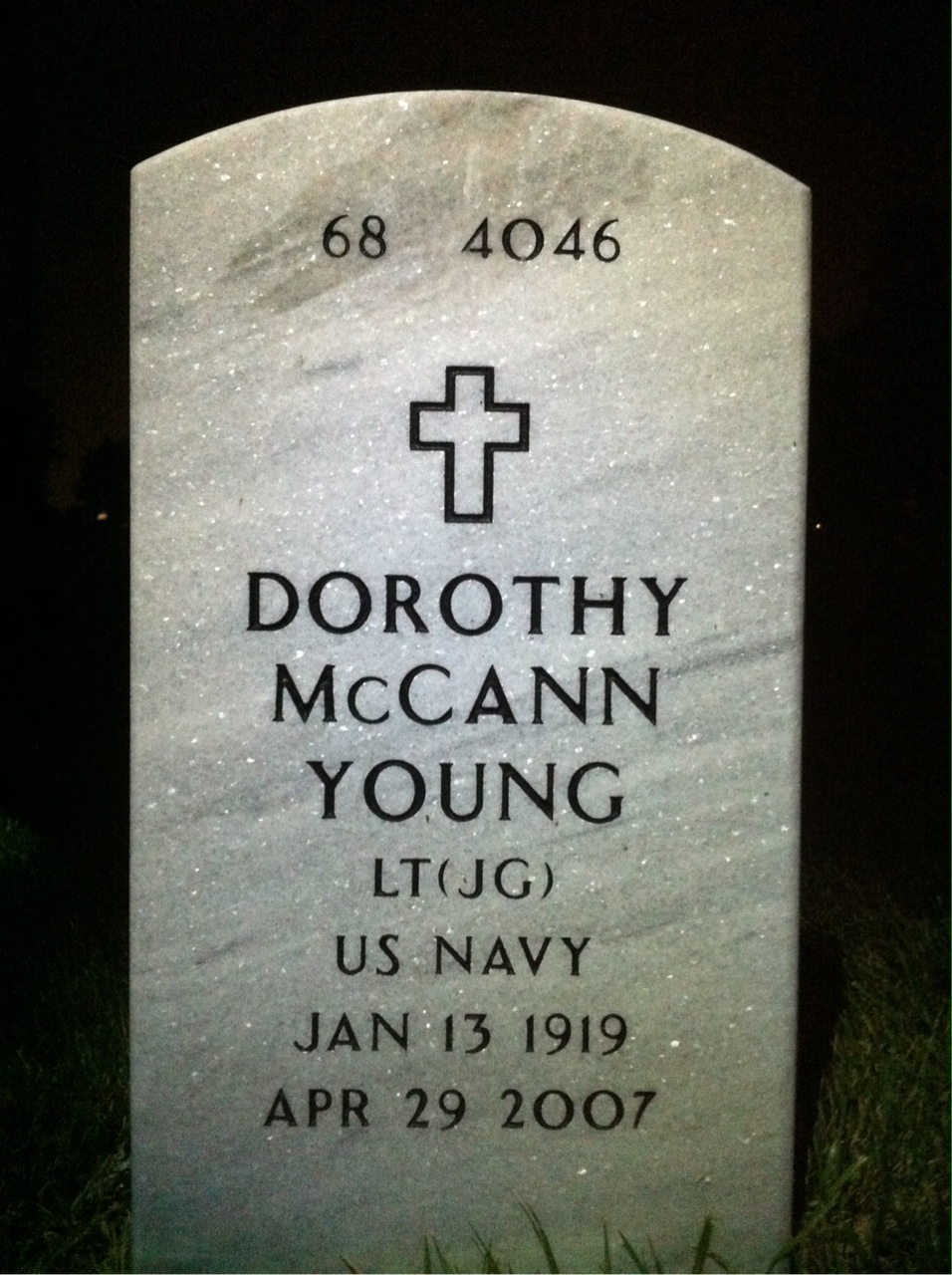 Back of headstone — Dorothy Young