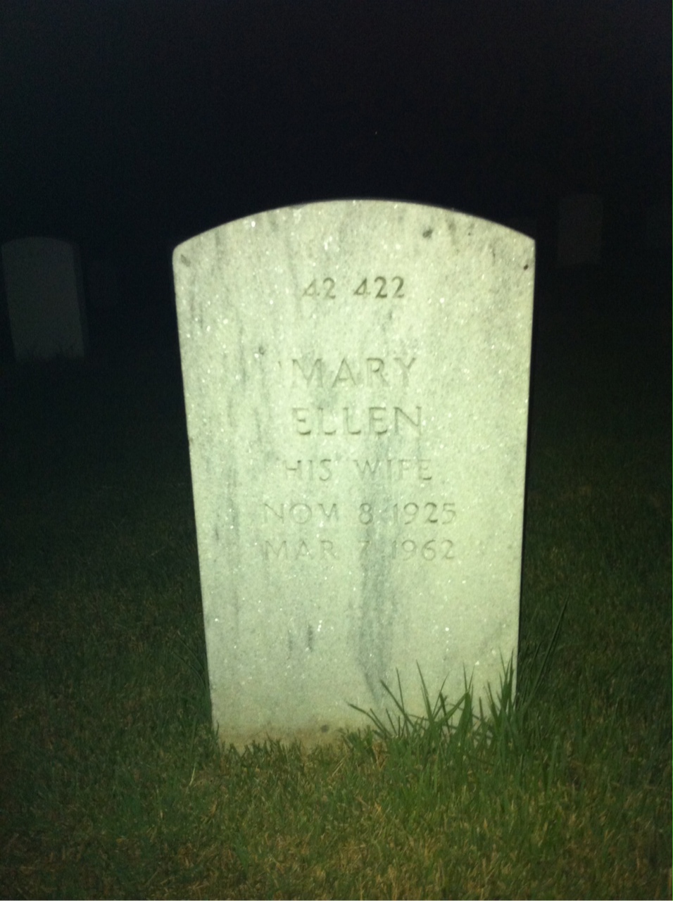 Back of headstone — Mary Morrissey