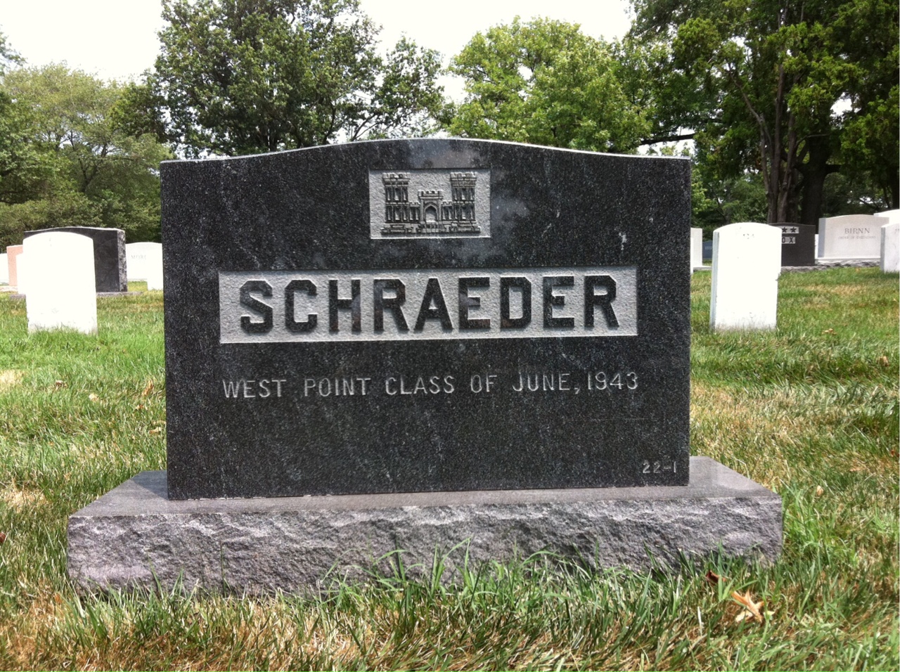 Back of headstone — Gordon Schraeder