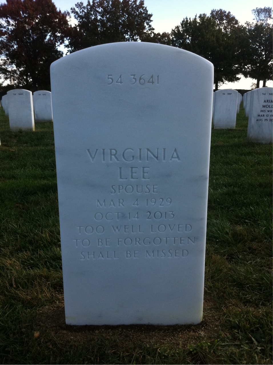 Back of headstone — Ronald Messura