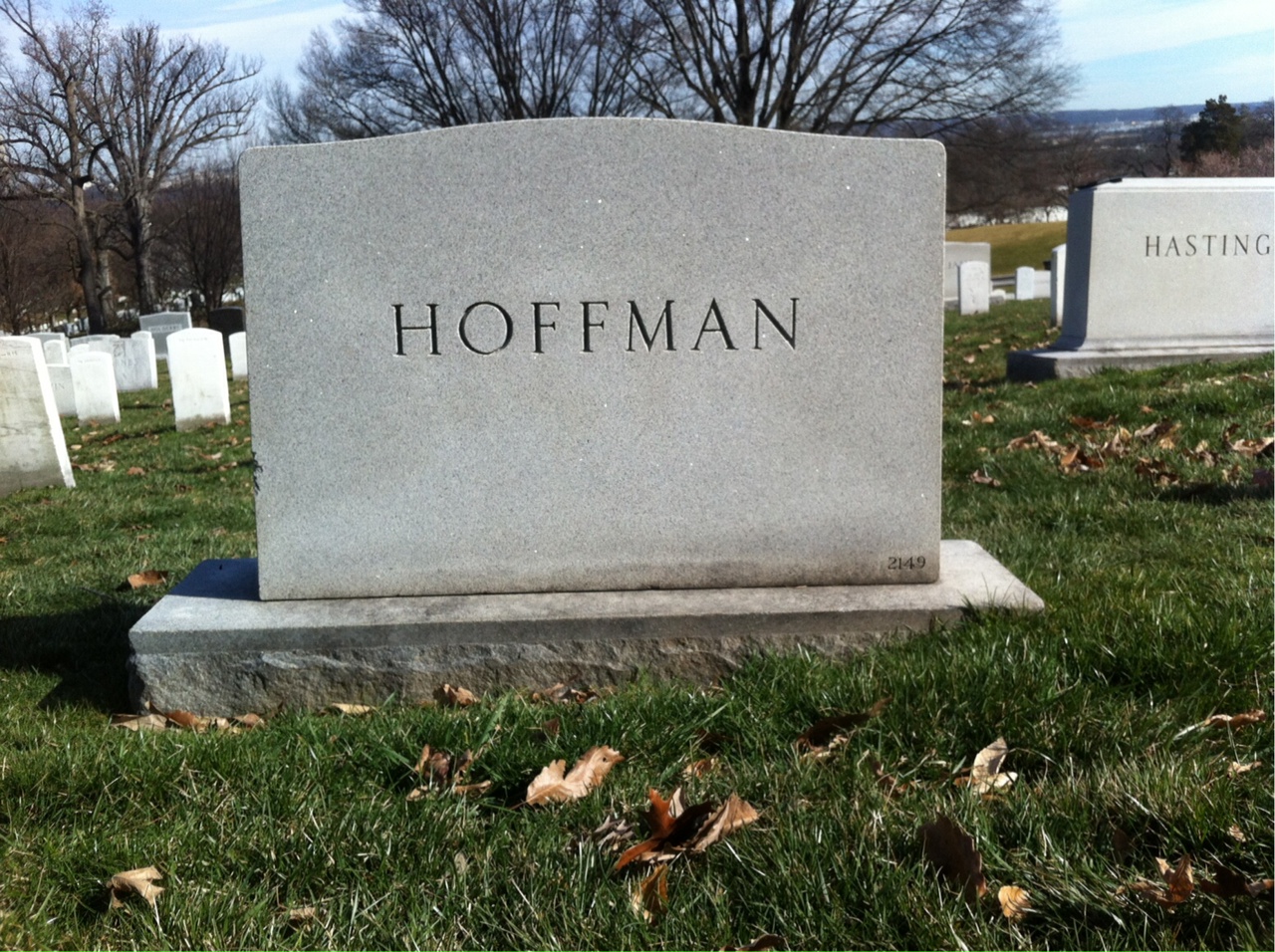 Back of headstone — Jay Hoffman