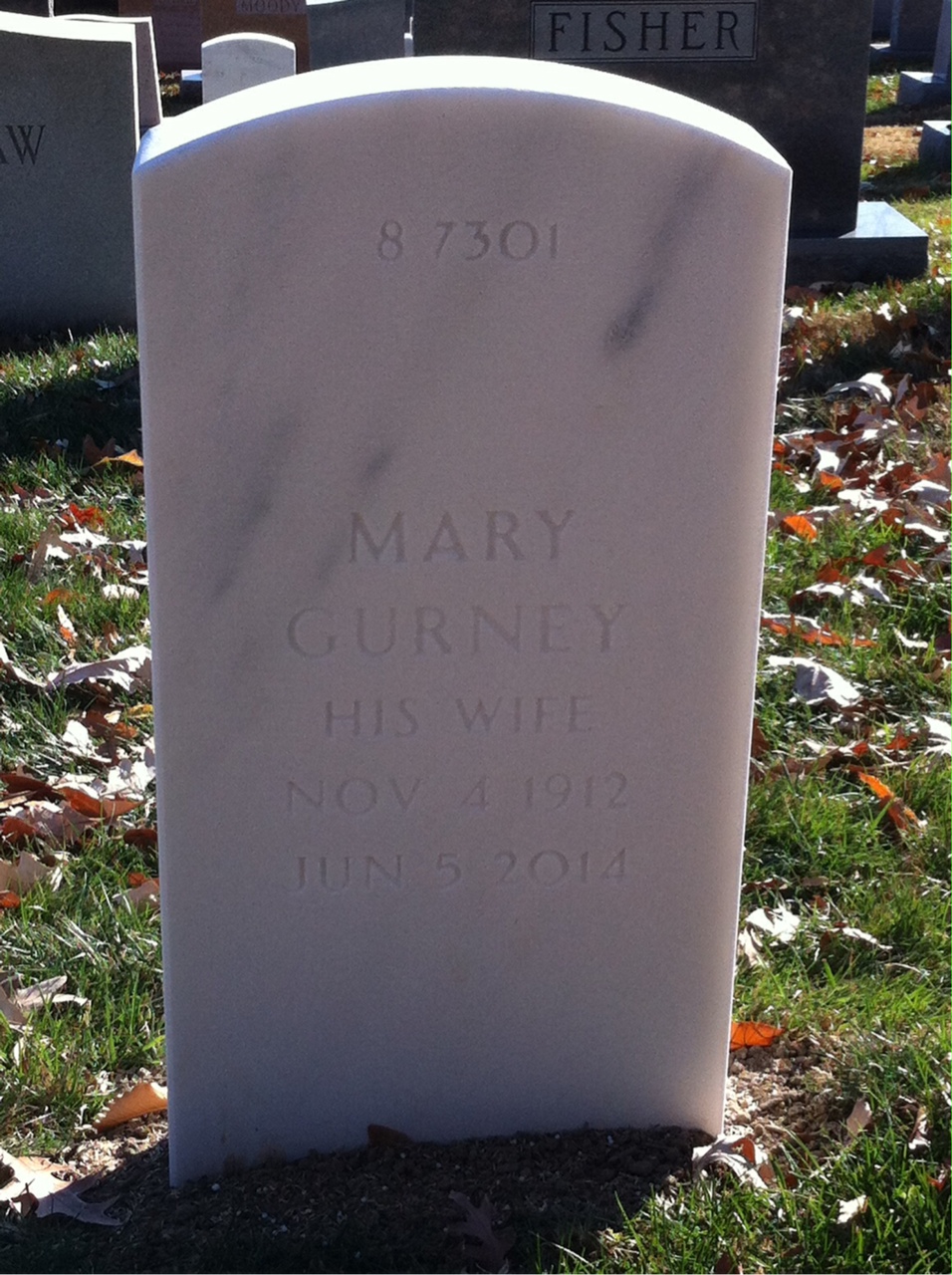 Back of headstone — Whitney Ashbridge