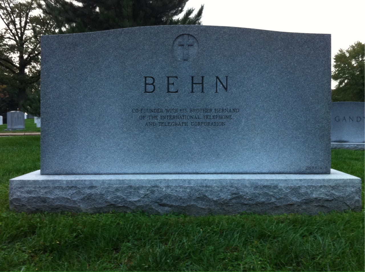 Back of headstone — Edward Behn