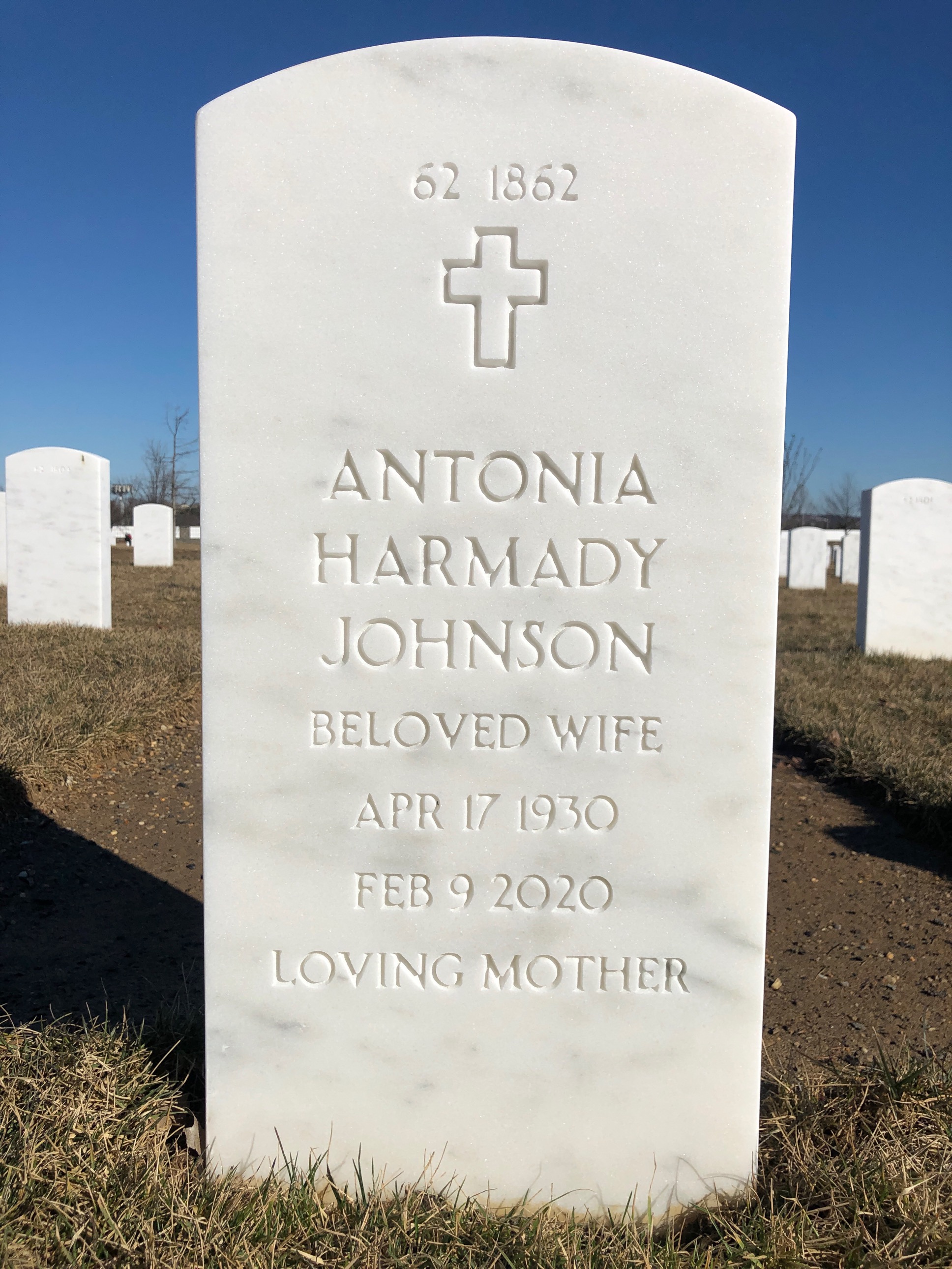 Back of headstone — Thomas Talbert Johnson