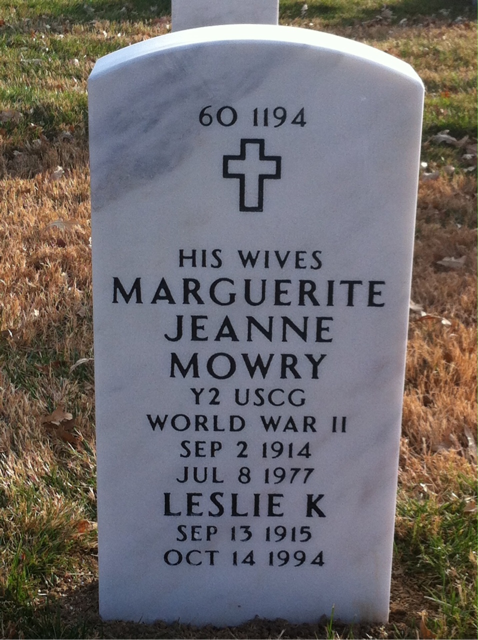 Back of headstone — Forrest Mowry