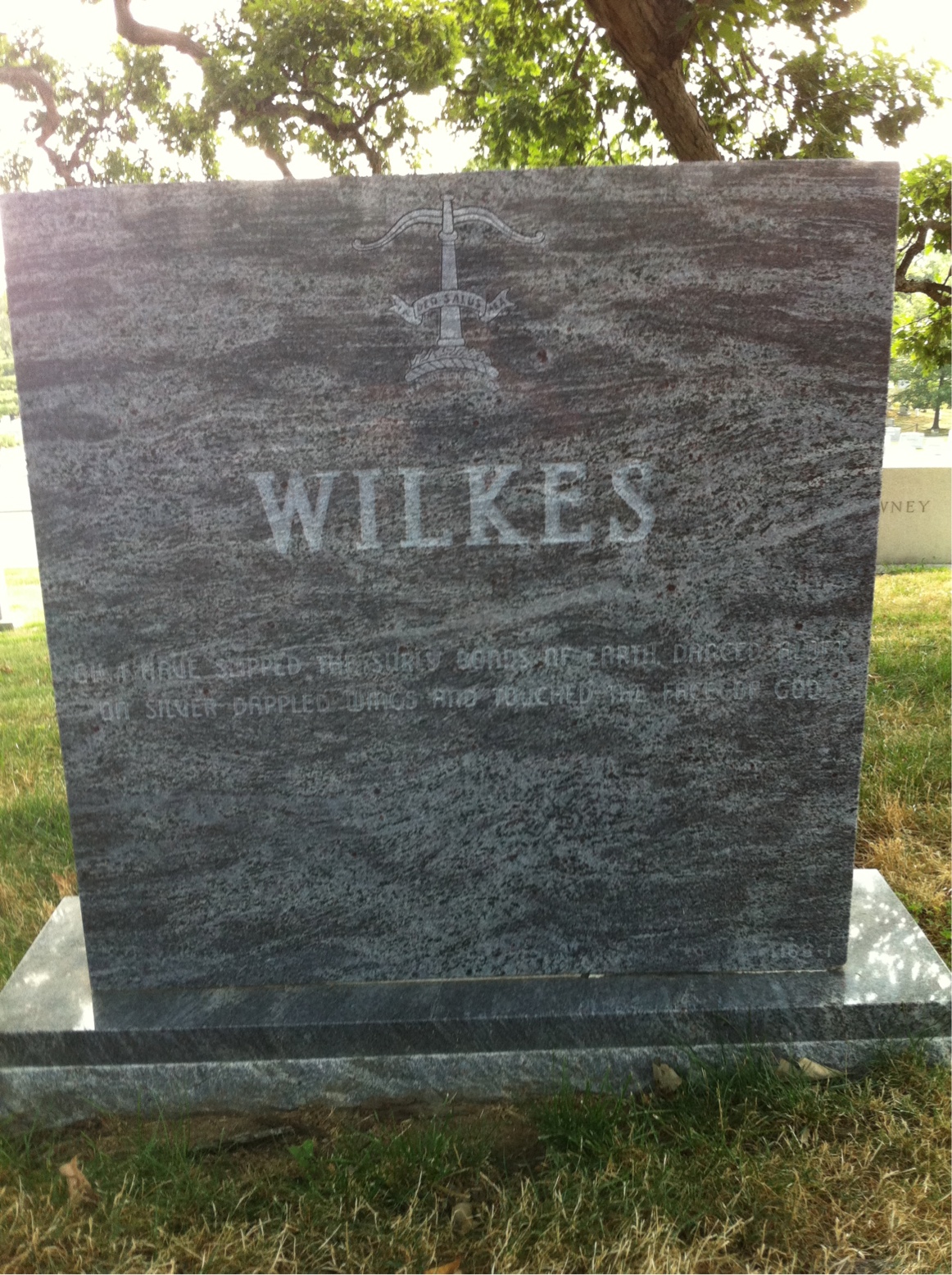 Back of headstone — Gilbert Wilkes