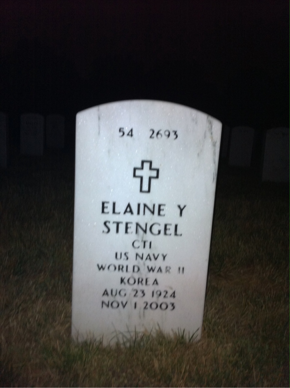 Back of headstone — Elaine Stengel