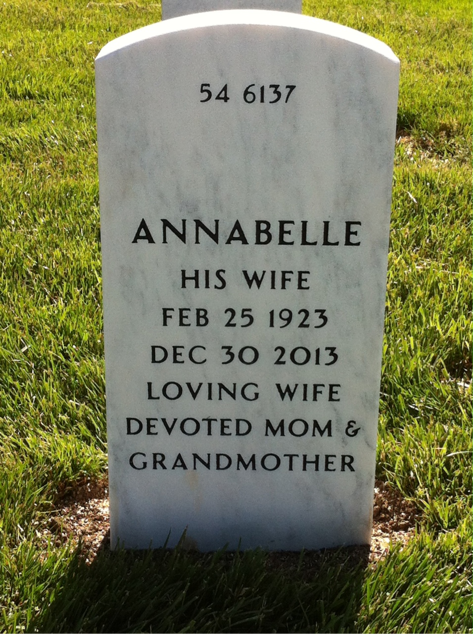Back of headstone — Harold Eberly