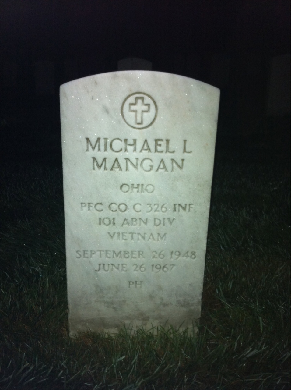 Headstone of Michael L Mangan