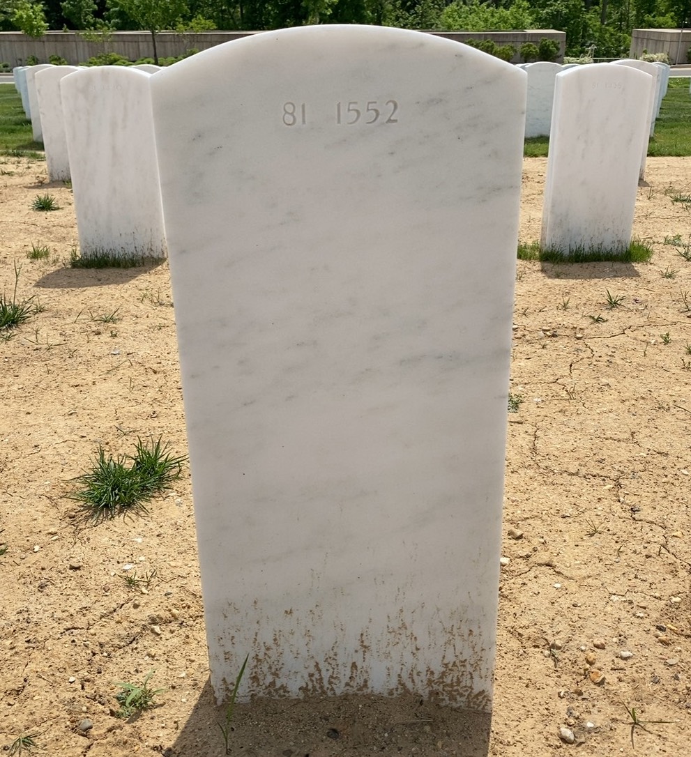 Back of headstone — James Moxness