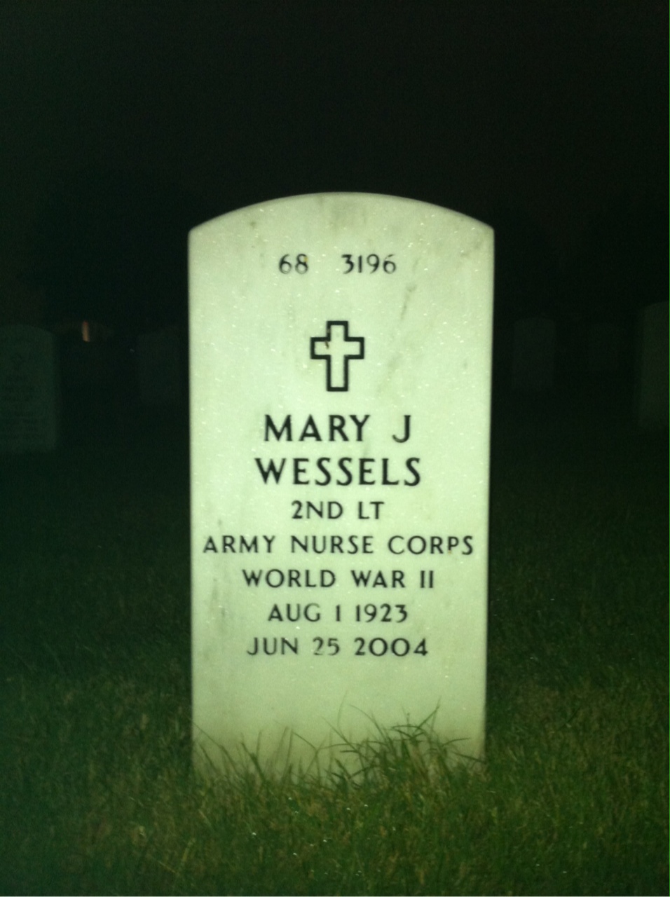 Back of headstone — Mary Wessels