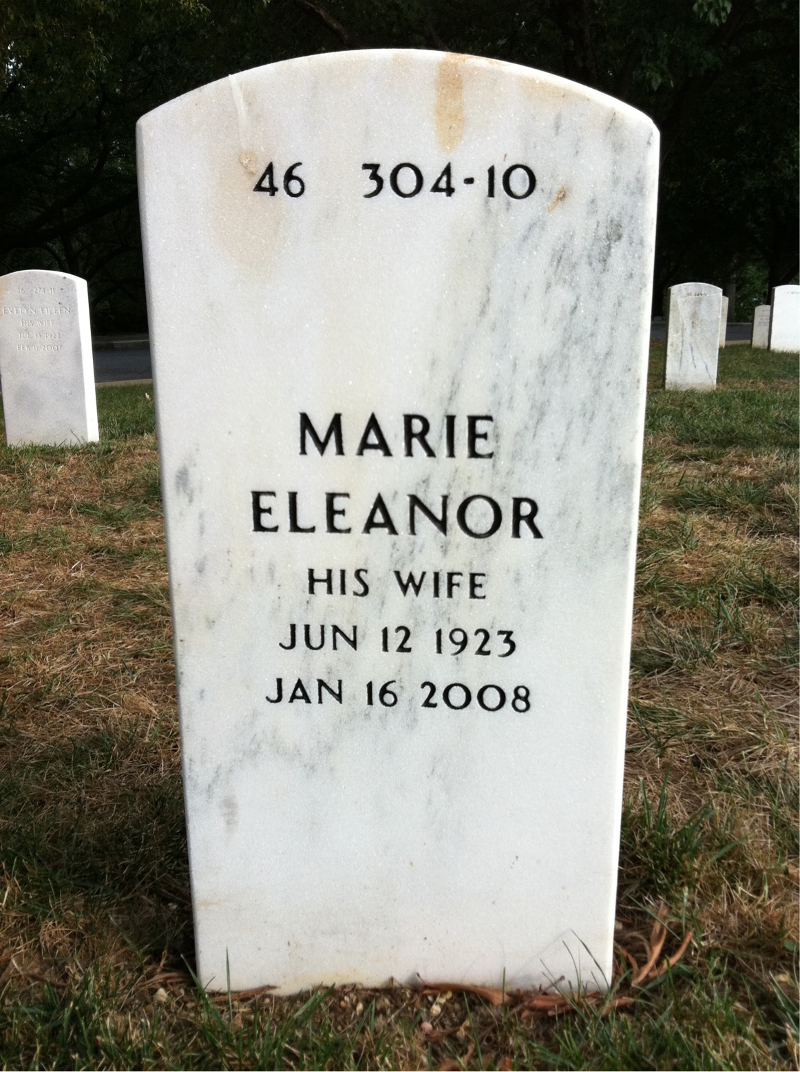 Back of headstone — Rex Deasy