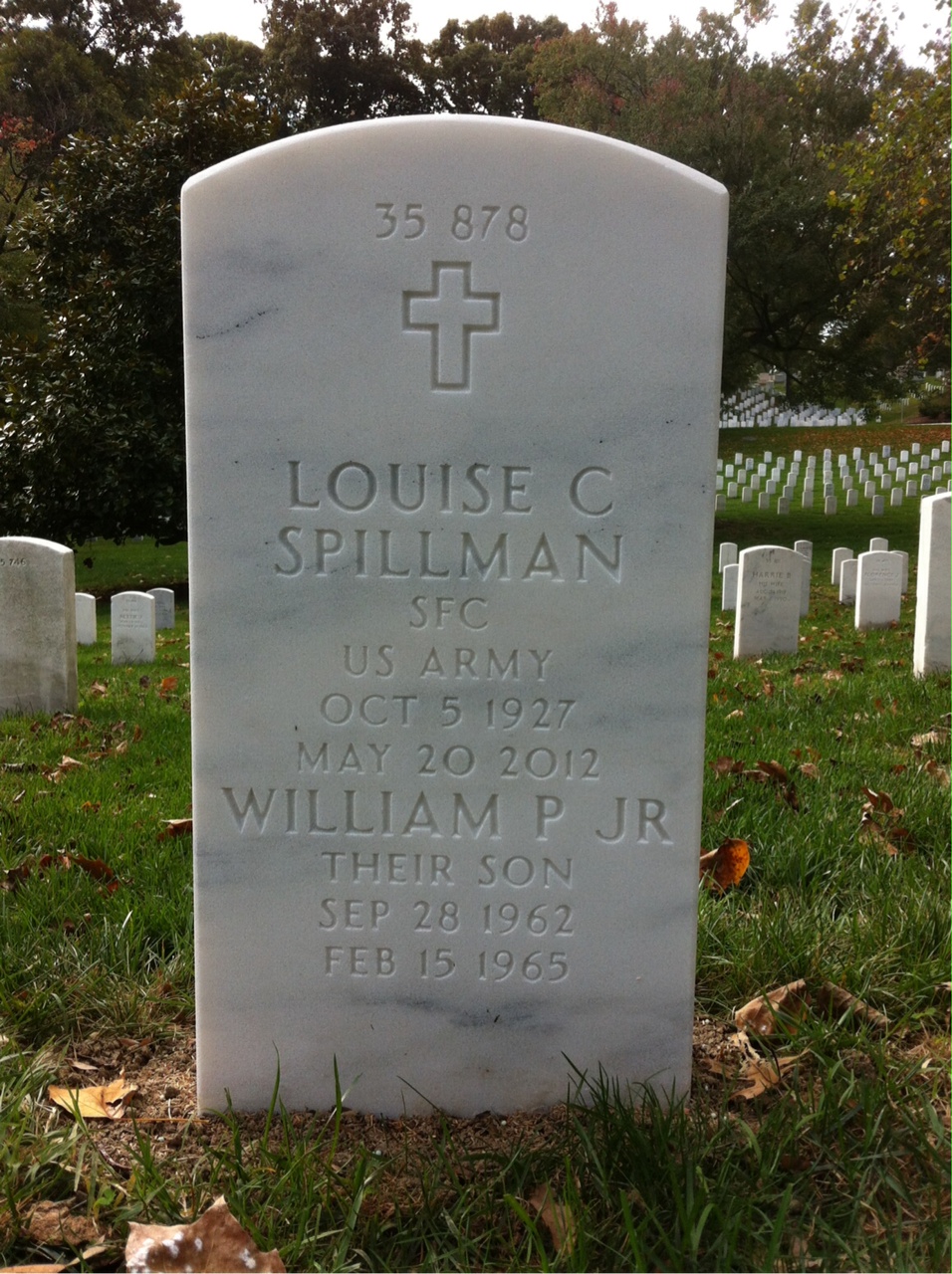 Back of headstone — William Hardwick Spillman