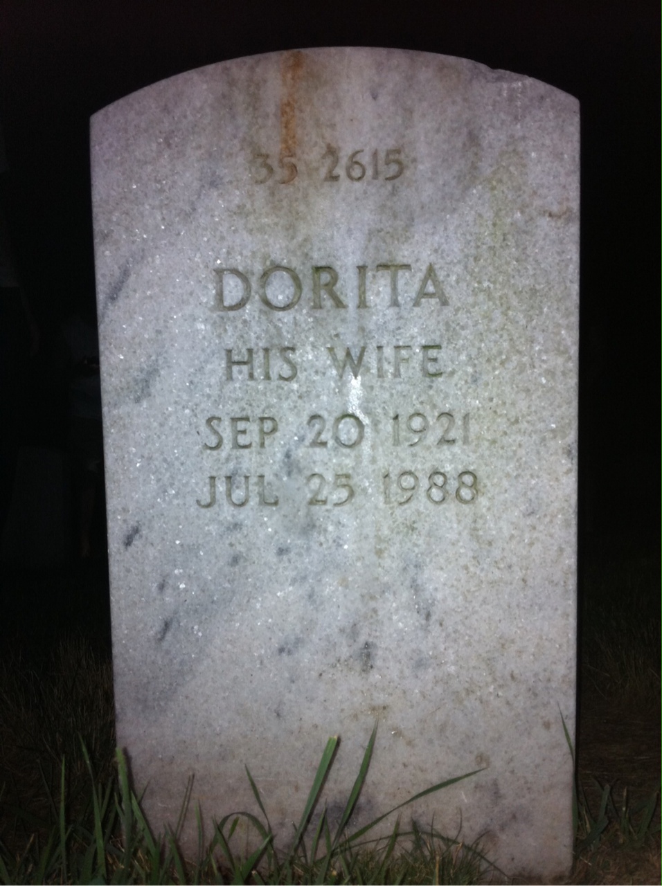 Back of headstone — Rexford Moore