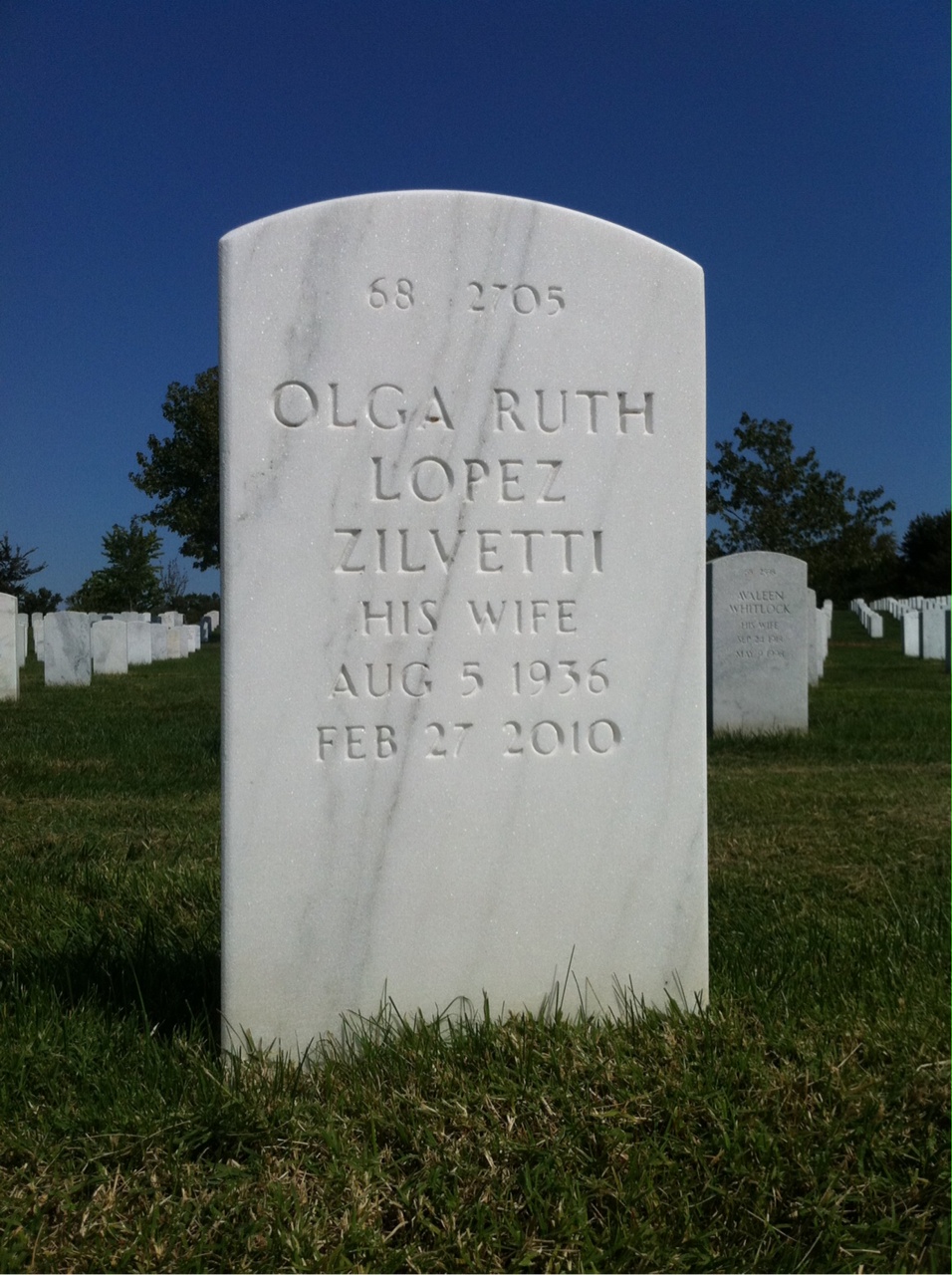 Back of headstone — William Samuel Spector