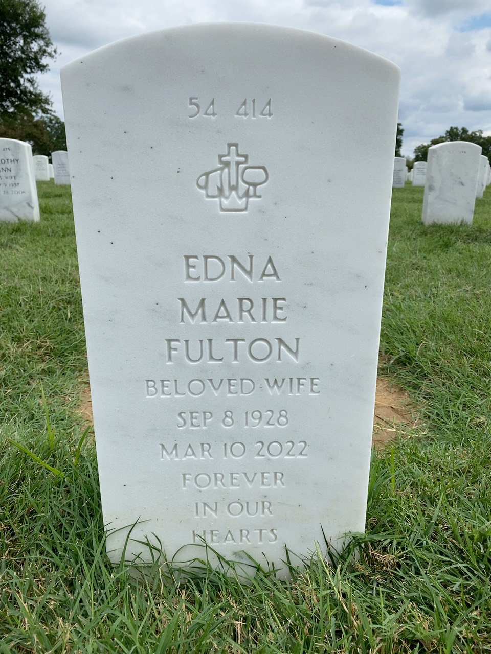 Back of headstone — Fred Fulton