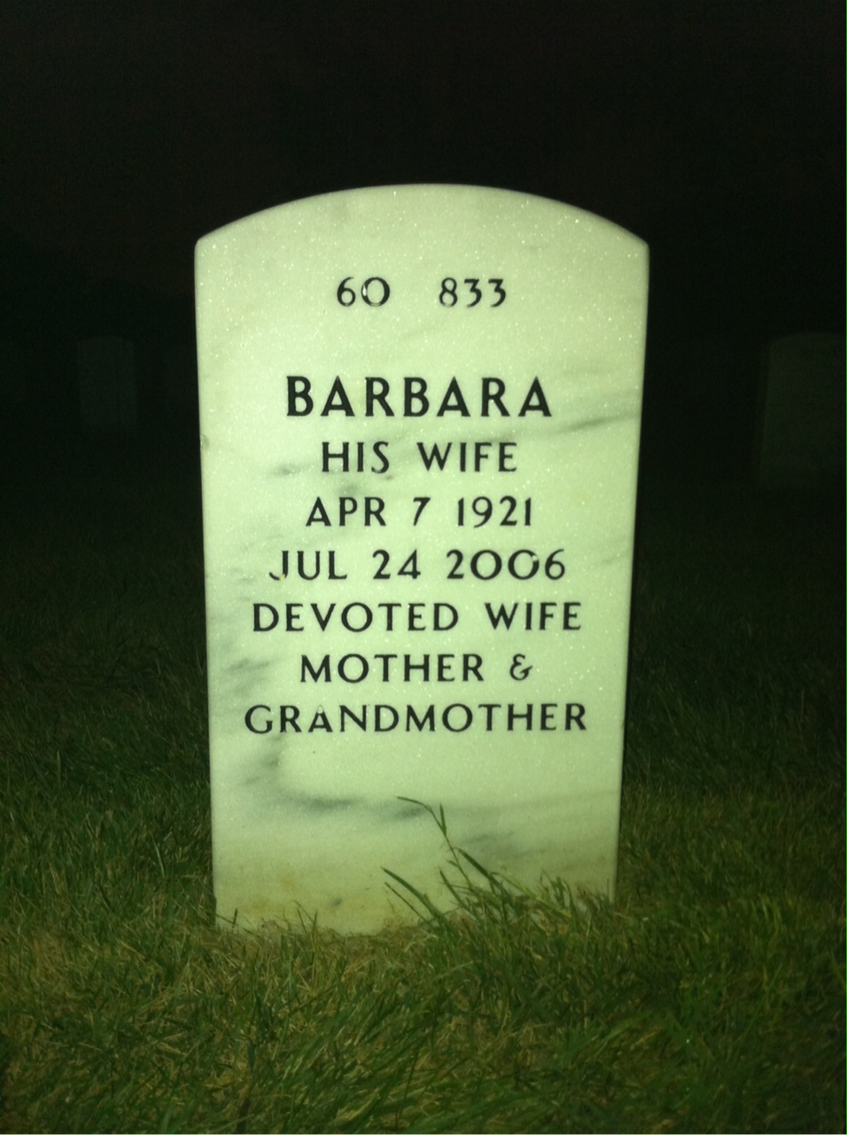 Back of headstone — George Davis