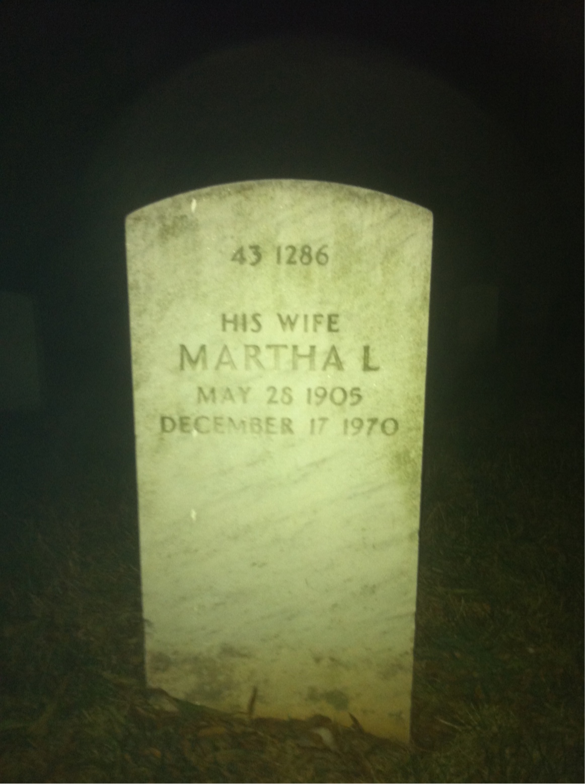 Back of headstone — Martha Murray