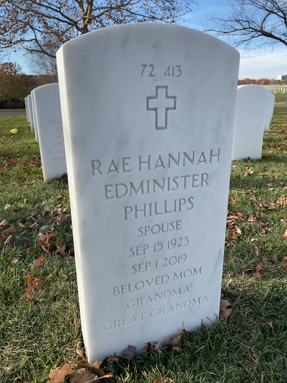 Back of headstone — William J Phillips