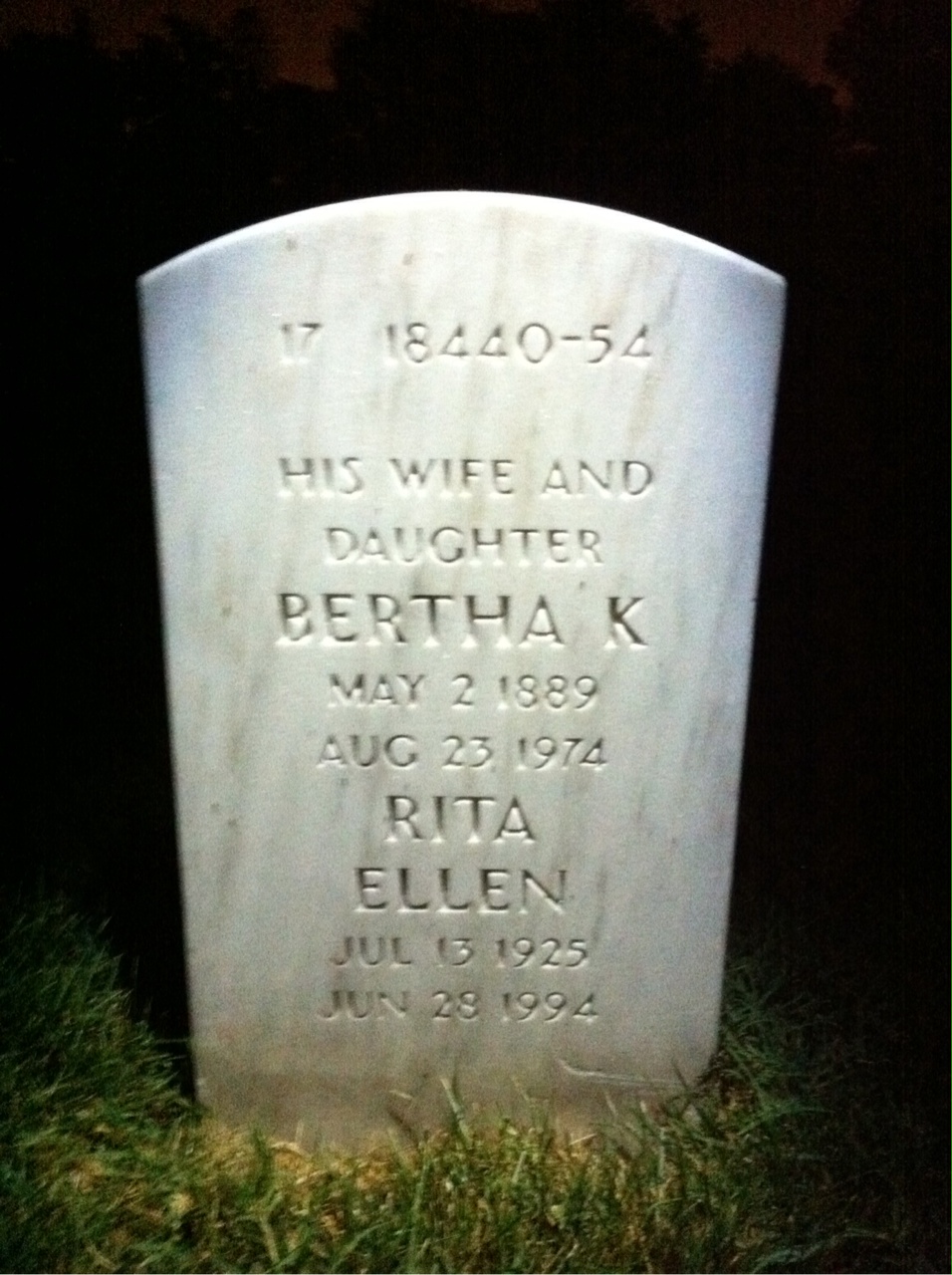 Back of headstone — James Murnane