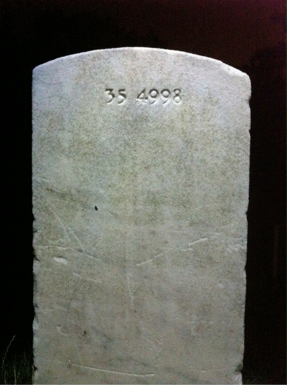Back of headstone — Le Roy Mitchell