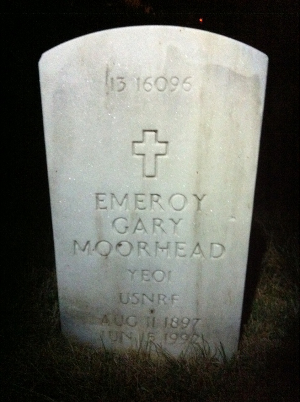 Back of headstone — Emeroy Moorhead