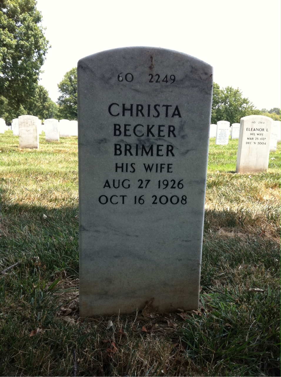 Back of headstone — Charles Peregoy