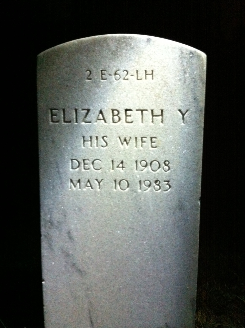 Back of headstone — Edward Mize