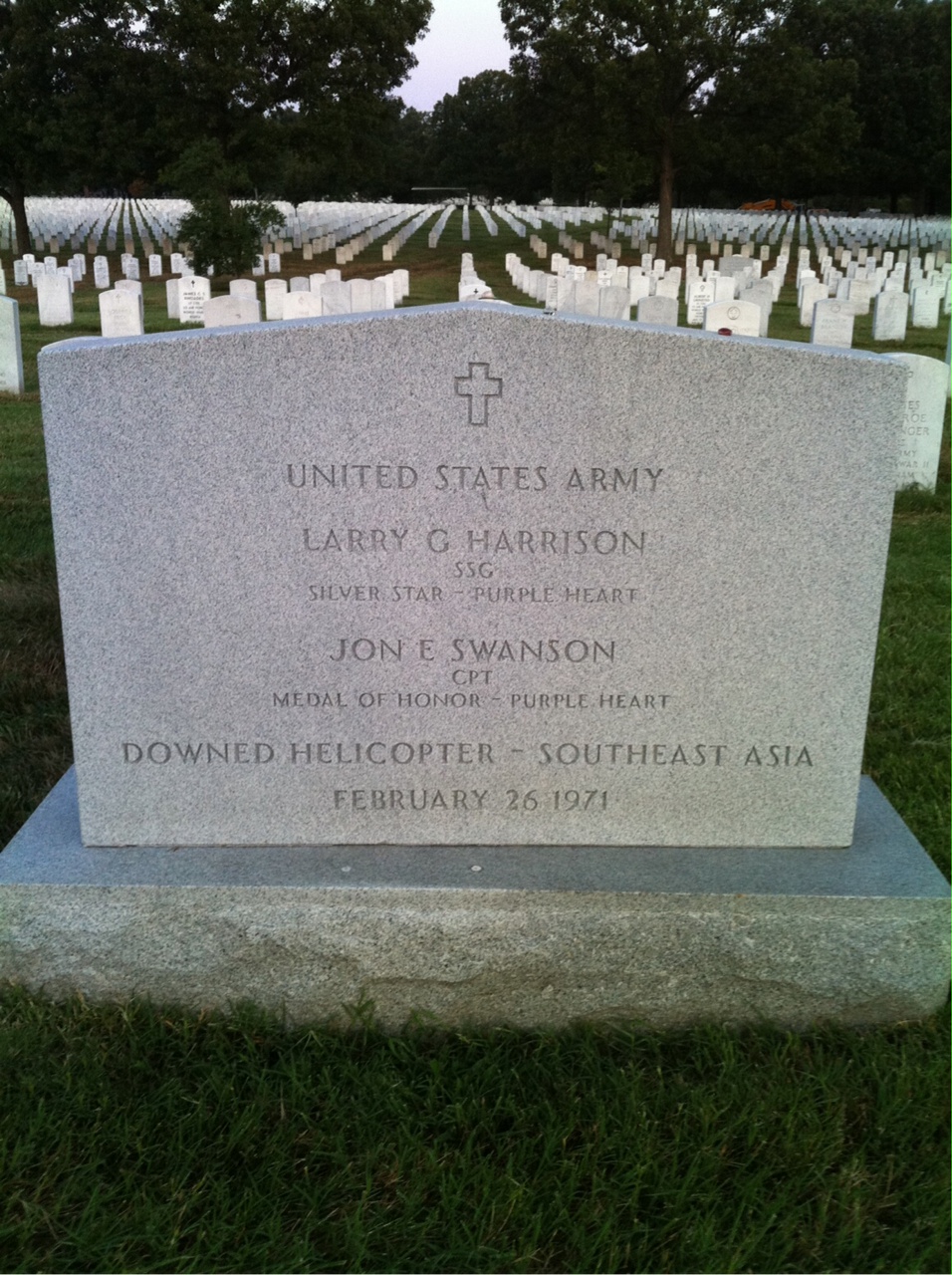 Headstone shared by 2 interments, including Jon Edward Swanson
