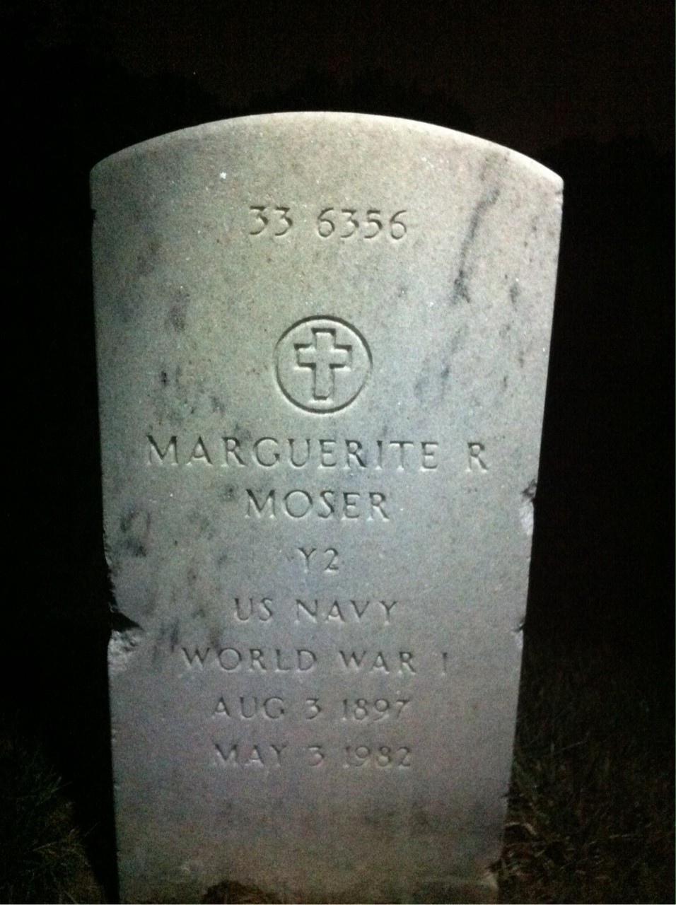 Back of headstone — Earl Moser