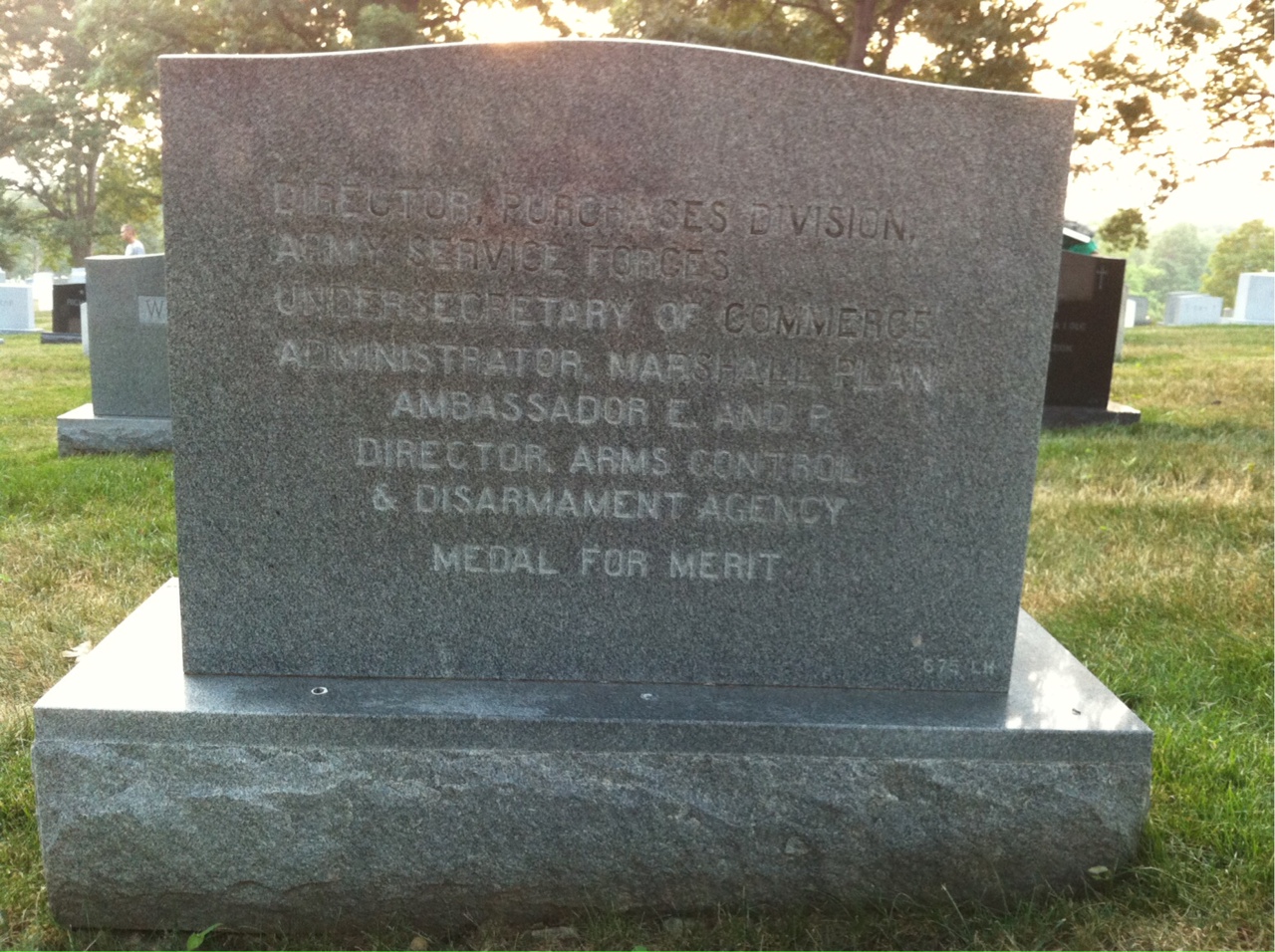 Back of headstone — William S Foster