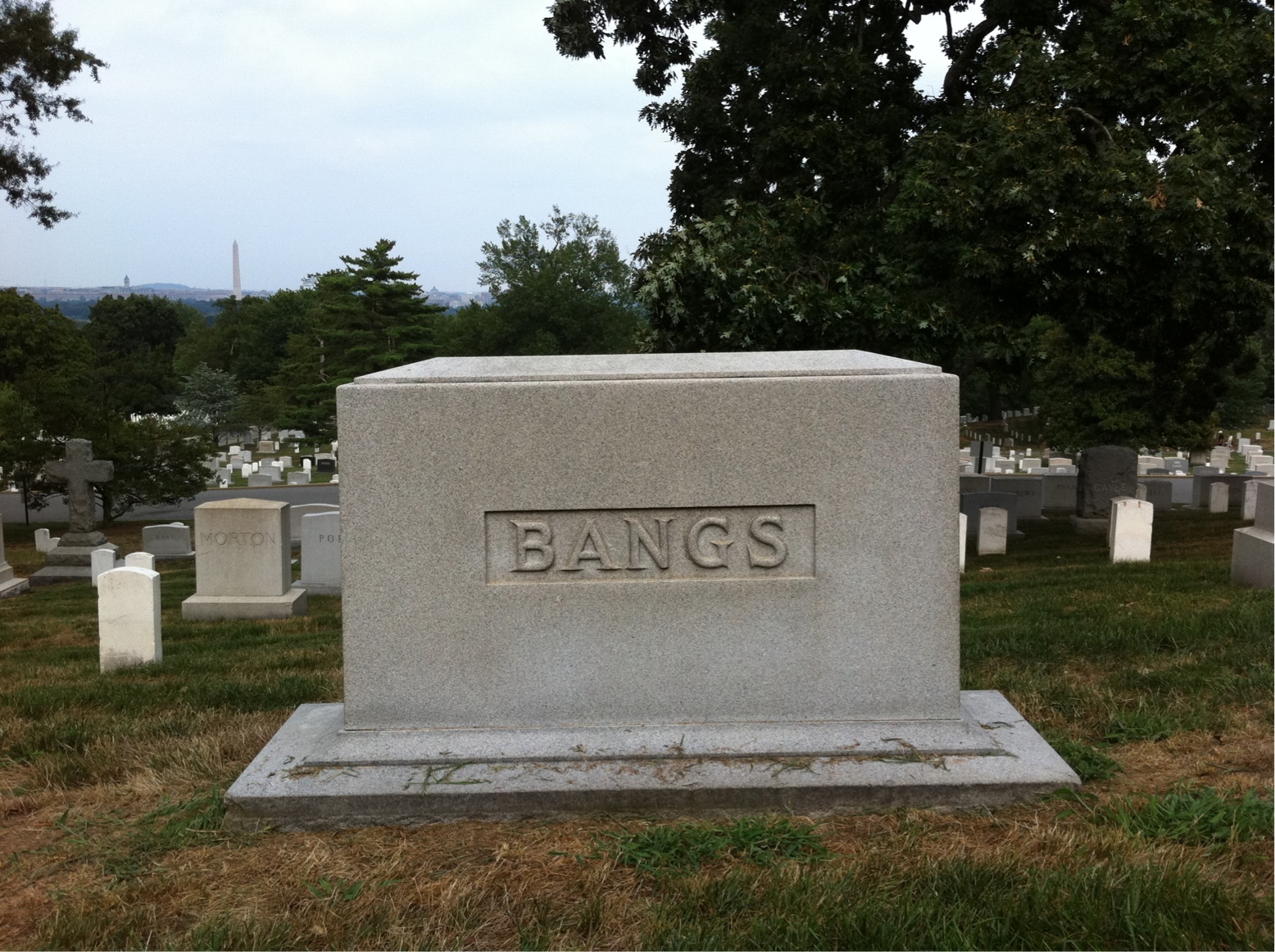 Back of headstone — Howard Bangs