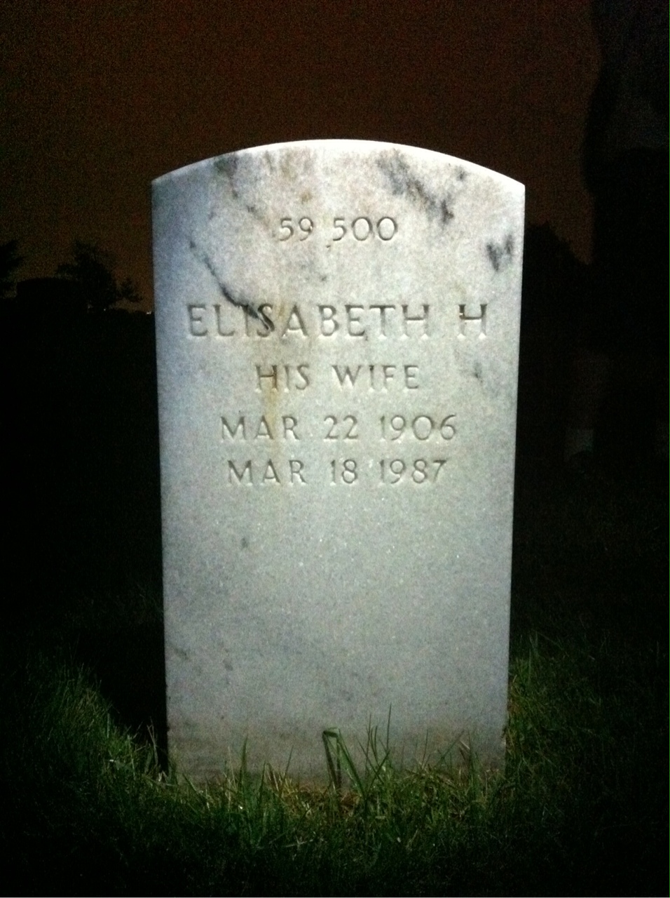 Back of headstone — Elisabeth Montgomery