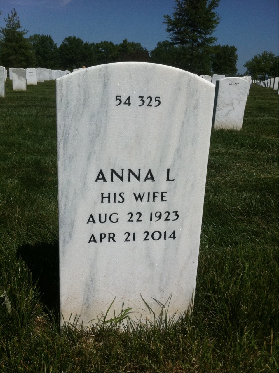 Back of headstone — Vincent Fale