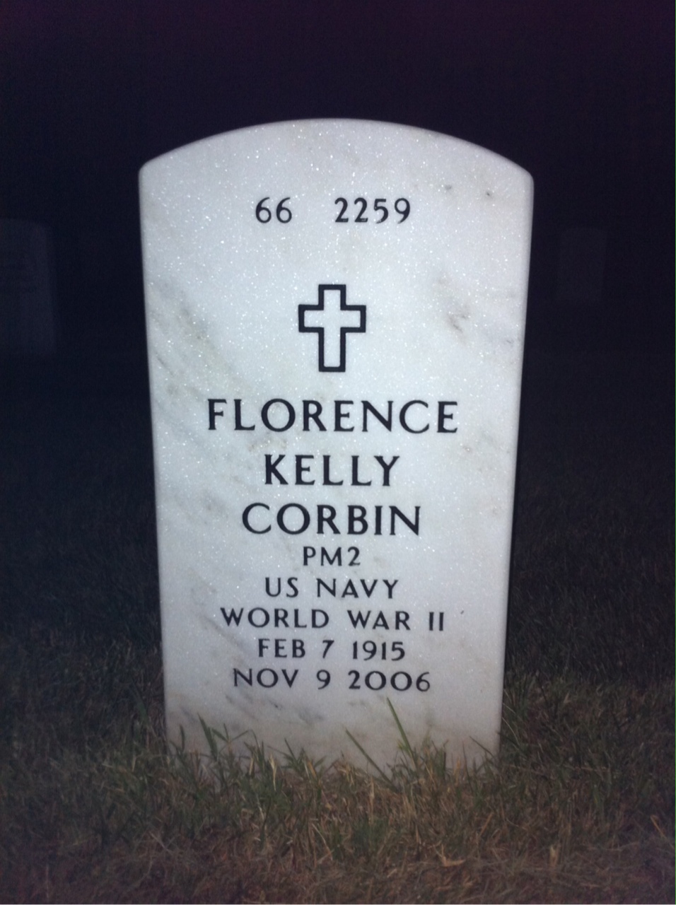 Back of headstone — Roy Corbin