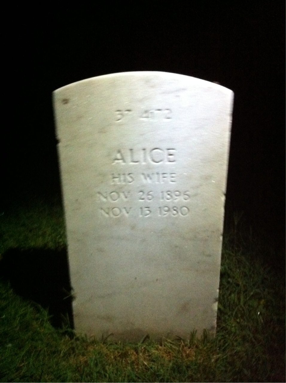 Back of headstone — Alice Mulot