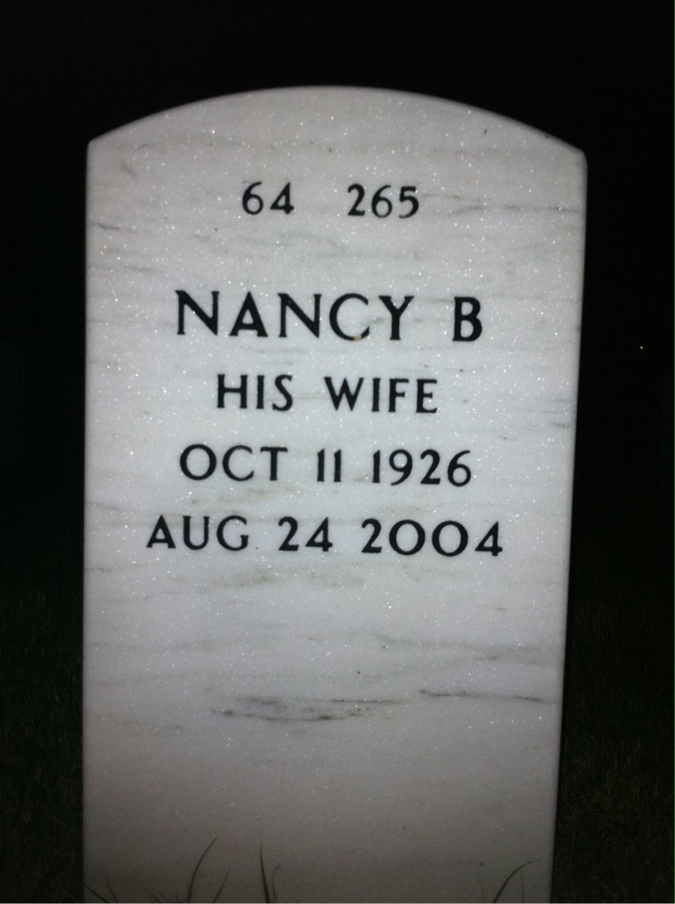 Back of headstone — Gilbert Peters