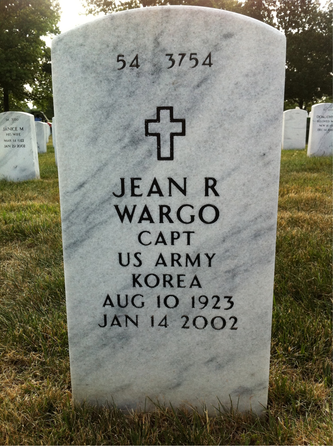 Back of headstone — Michael Wargo