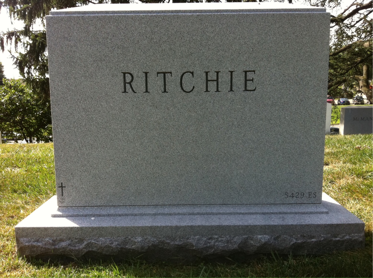 Back of headstone — Paul Ritchie
