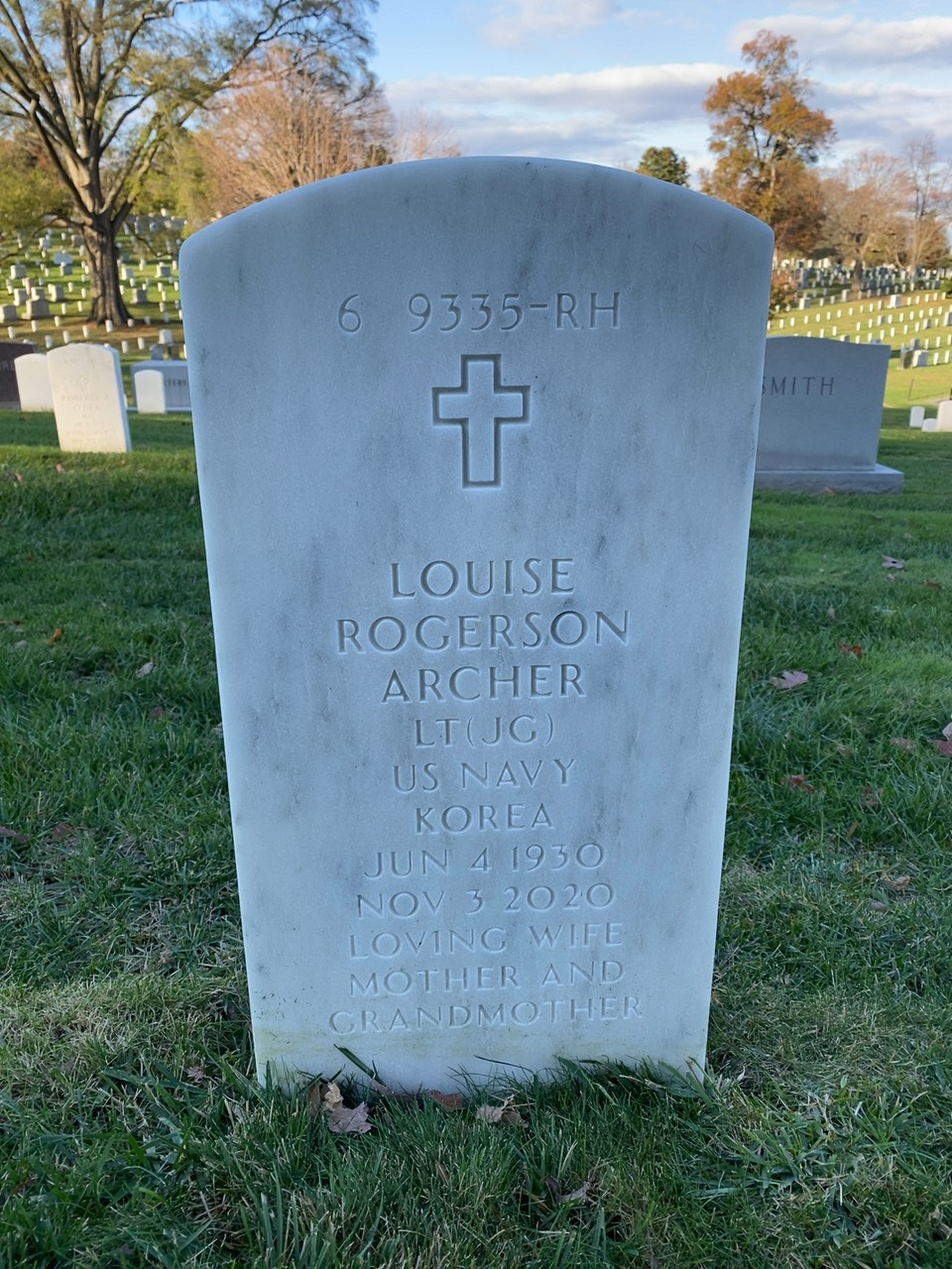Back of headstone — Burton Archer